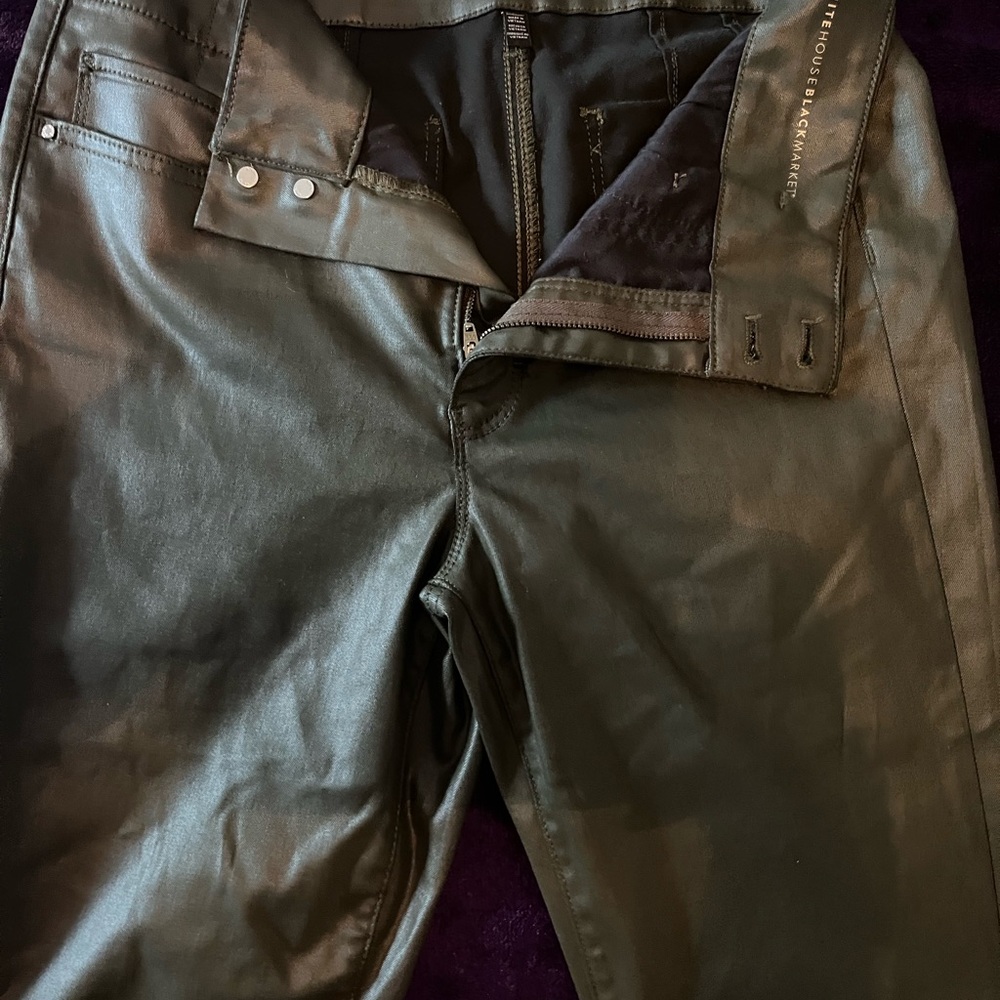 White House Black Market Men's Slim Faux Leather Jeans in Black - Picture 8 of 16